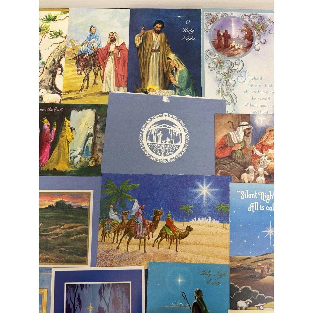Vintage Christmas Cards Fronts ONLY Nativity Scrapbooking Crafts Lot of 50+